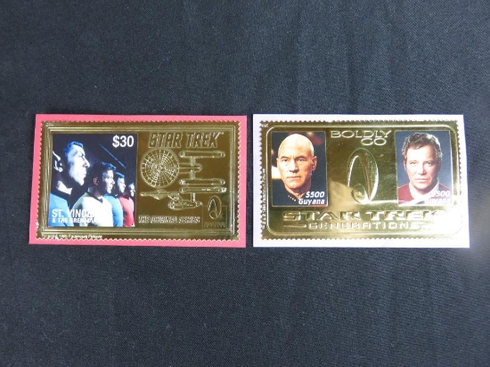 (2) Star Trek Gold Foil Stamps