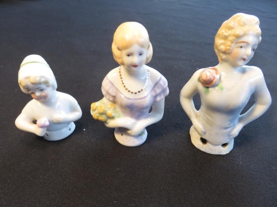 (3) Antique Porcelain Doll Parts