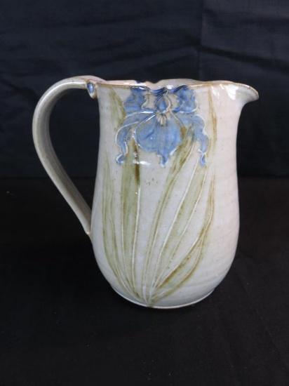 Pottery Vase With Iris