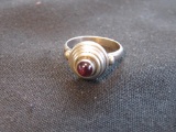 Woman's Garnet With Sterling Silver Ring