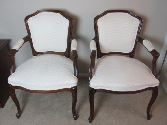 Pair Of Upholstered White Chairs - LR