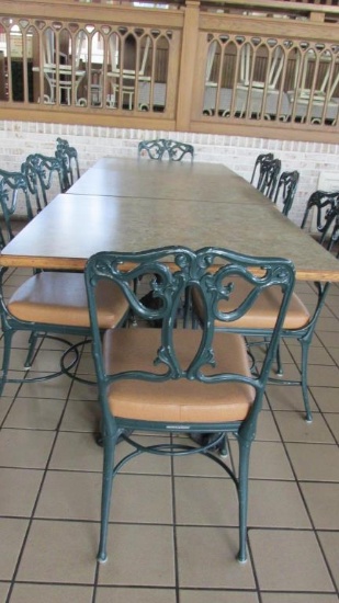 (10 Chairs With (3) Cast Iron Base Tables - A