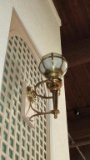 Pair Of Antique Brass With Globe Wall Sconces - A