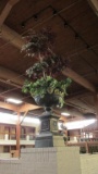 Pair Of Large Metal Urns With Artificial Ficus