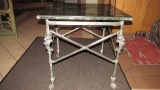Faux Marble Wood Table With Metal Base - O