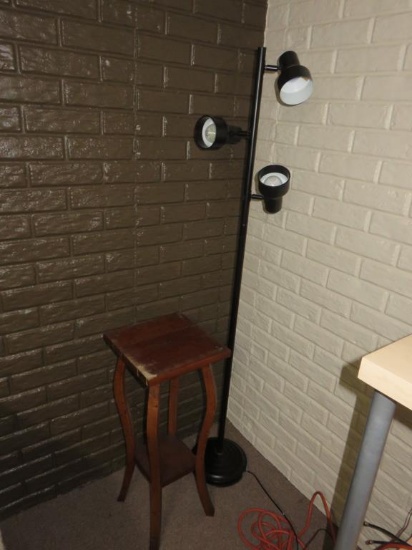 Antique Plant Table And Floor Lamp - B