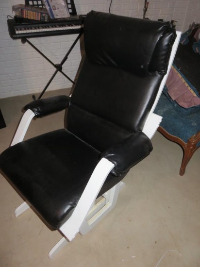 Black Vinyl White Wooden Chair  - B