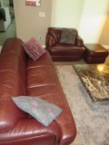 Matching Leather Couch, Oversized Chair & Ottoman