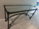 Glass-Top Table With Metal Base - Uh