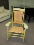 Wood Rocker With Wicker Seat & Back - B