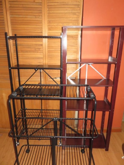 (2) Metal Shelves, (1) Wood Shelves-L