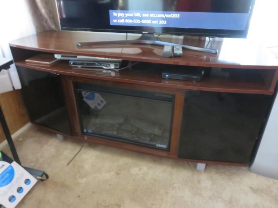 Large Wood TV Stand With Remote Control Fireplace-LR
