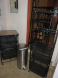 (2) Metal Shelves, Metal Trash, Metal Table Drawers-L