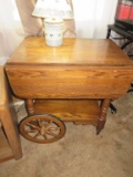 Serving Cart On Wheel, Solid Wood With Light-LR