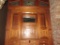 C - Oak Wood Wall Cabinet with (3) Stain Glass