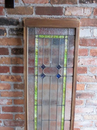 B - Frosted & Stained Glass Lead Window