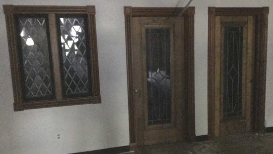 B - (2) Wood & Beveled Glass Doors