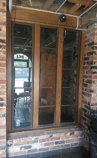 A - (2) Tall Wood/Metal Casement Windows