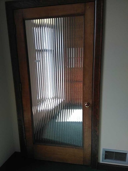 F - Full View Ribbed Frosted Glass Oak Door