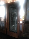 G - Leaded Etched Beveled Mirrored Oak Entry Door