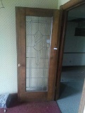 G - (3) Beveled Leaded Glass Oak Doors