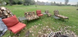 Outdoor black metal furniture with cushions