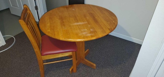 D- Small Drop Leaf Wood Table & Chair
