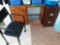 U- Wood desk, Metal file cabinet, Office chair