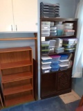 U- 3 Bookcases & plastic storage containers