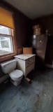 OH- Lot of Toilet, Enamel Top Cabinet & Steel Cabinet
