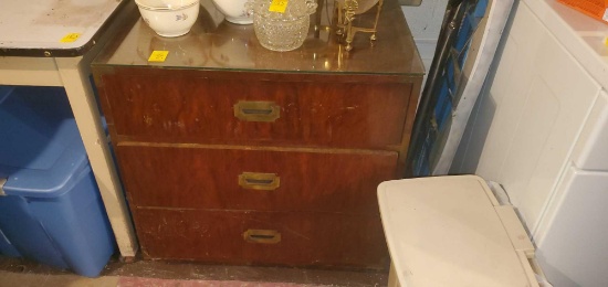 BS- Solid Wood Dresser With Glass Top