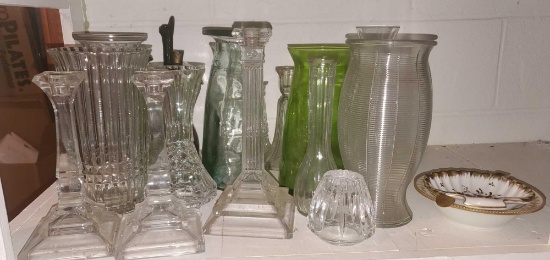 BS- Glass Vases, Candle Holders, Ashtray & Bowl