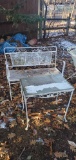 O- Wrought Iron Bench & Glass Top Table