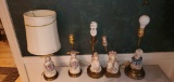 L- (5) Antique Porcelain Ladies Bust Lamps