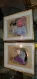 L- Pair of Antique Fashion Embellished Prints