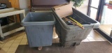 L- (2) Rolling Trash Carts with Ficus Tree