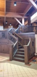 L- Solid Wood Staircase with Carvings and Railing