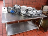 K- Prep Table with Assorted Kitchen Pans