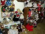 D- Wood Shelf, Wooden End Table, and Dolls