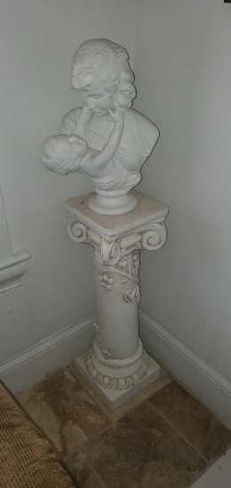 LR- Woman with Baby Plaster Bust on Pedestal