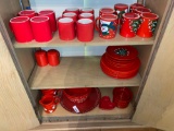 FR- (3) Shelves Christmas/ Red Serving ware, F&F, Waechtersbach