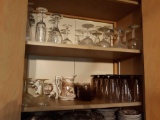 FR- Amber glass, stemware, ceramics- (2) shelves
