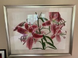 Pink Lilies (white background) by Daivd Herzig
