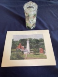 Jar of Erie Beach Glass and Lighthouse Print Mark Sherman