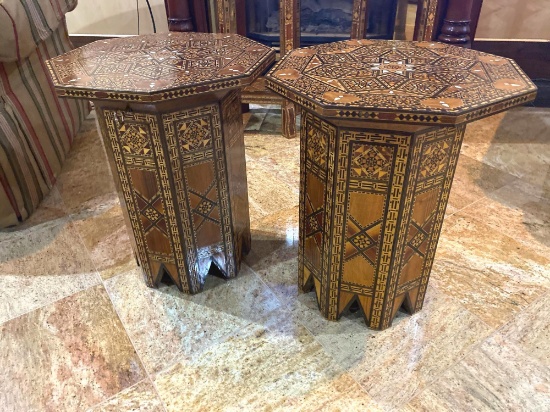 4- Pair of Inlayed Wood Tables