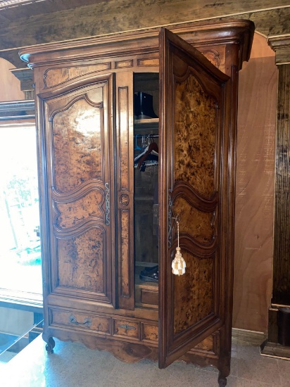 Z-14- French Armoire Walnut w/Burled Panels c.1750