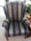 LR- Pair of Westley Hall Striped Wing Back Chairs