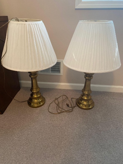 U- Pair of Brass Lamps