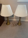 U- Pair of Brass Lamps