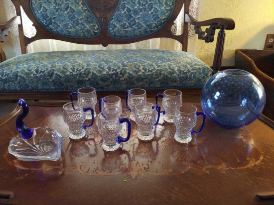 P- Lot of Blue Glass, Blue Glass Handles